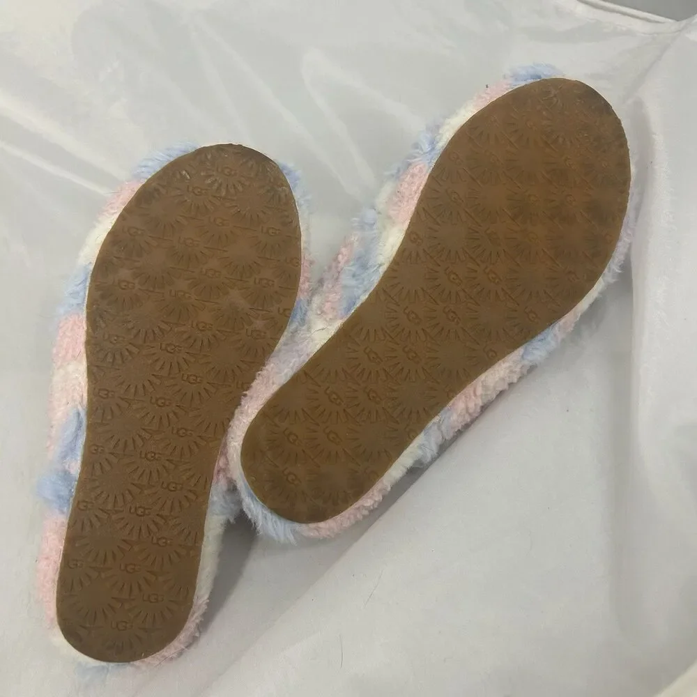 UGG Fluff Yeah Slide Kids Girls Size 2 Cotton Candy Shearling Slippers Shoes